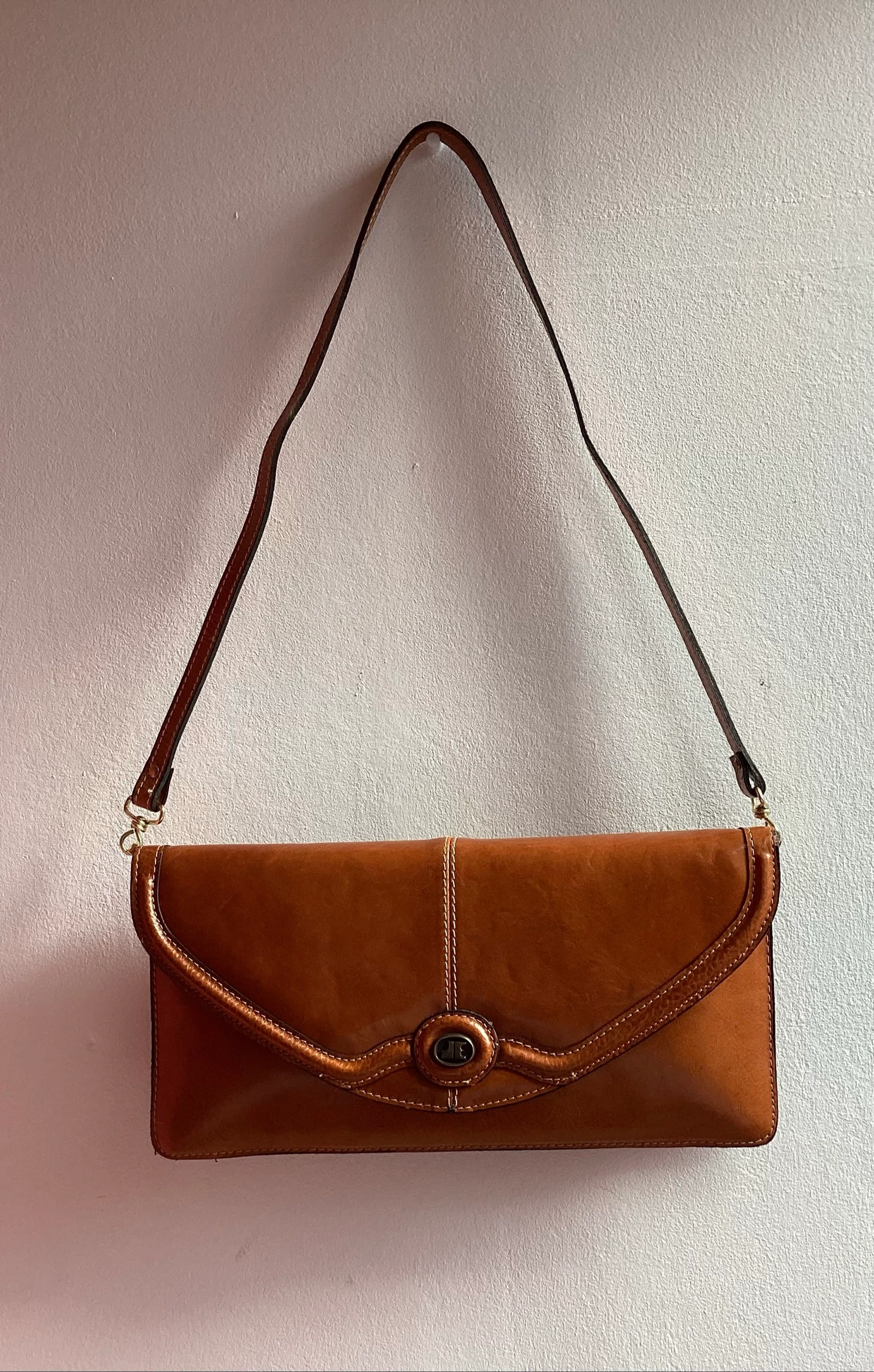 Cognac kleurige Schoudertasje Jacques Esterel 